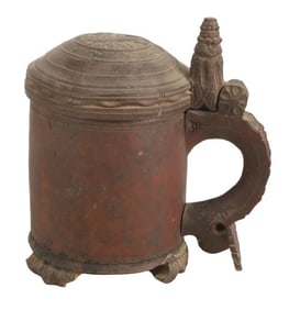 18th C. Carved Wood Norwegian Tankard