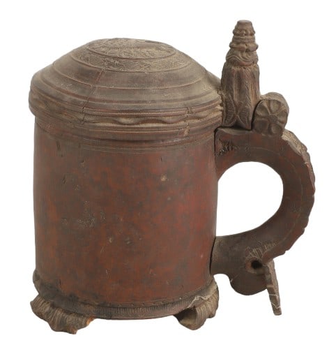18th C. Carved Wood Norwegian Tankard (1 of 12)
