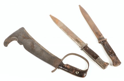 WWII Machete & (2) Bayonets