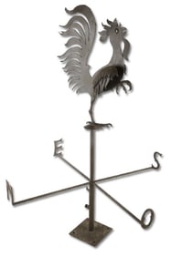 Folk art sheet metal rooster weather vane