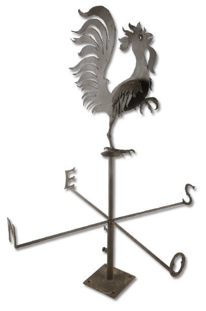 Folk art sheet metal rooster weather vane (1 of 13)