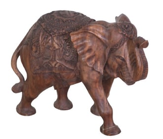 Indian Carved Wood Statue of an Elephant