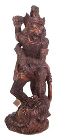 Chinese Carved Wood Monkey King with Dragon