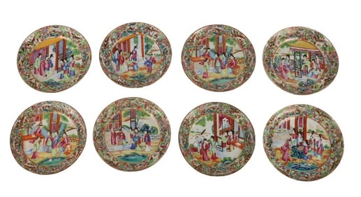 (8) Chinese Export Rose Medallion Plates