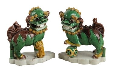 Pair of Chinese Porcelain Miniature Foo Dog Figures