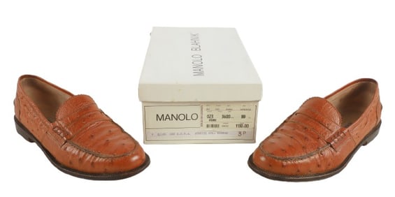 Manolo Blahnik Struzzo Ostrich Loafers