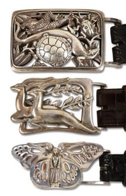 (3) Barry Kieselstein-Cord Sterling Belt Buckles