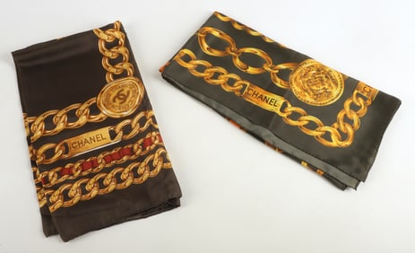 (2) Chanel Silk Scarves