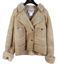 Chanel Boutique Shearling Double Breasted Jacket