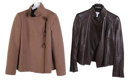 (2) Oscar de la Renta Leather and Cashmere Jackets