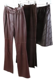 (3) Oscar de la Renta Leather Skirts and Trousers