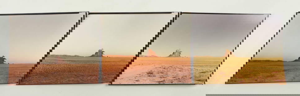 Richard Misrach "Shiprock Triptych" Photographs: Richard Misrach (American b. 1949) "Shiprock Triptych" Photographs folio of (3) photographs depicting New Mexico desert scenes, chromogenic prints, each signed "Misrach 1987", edition 25/125, each 8"