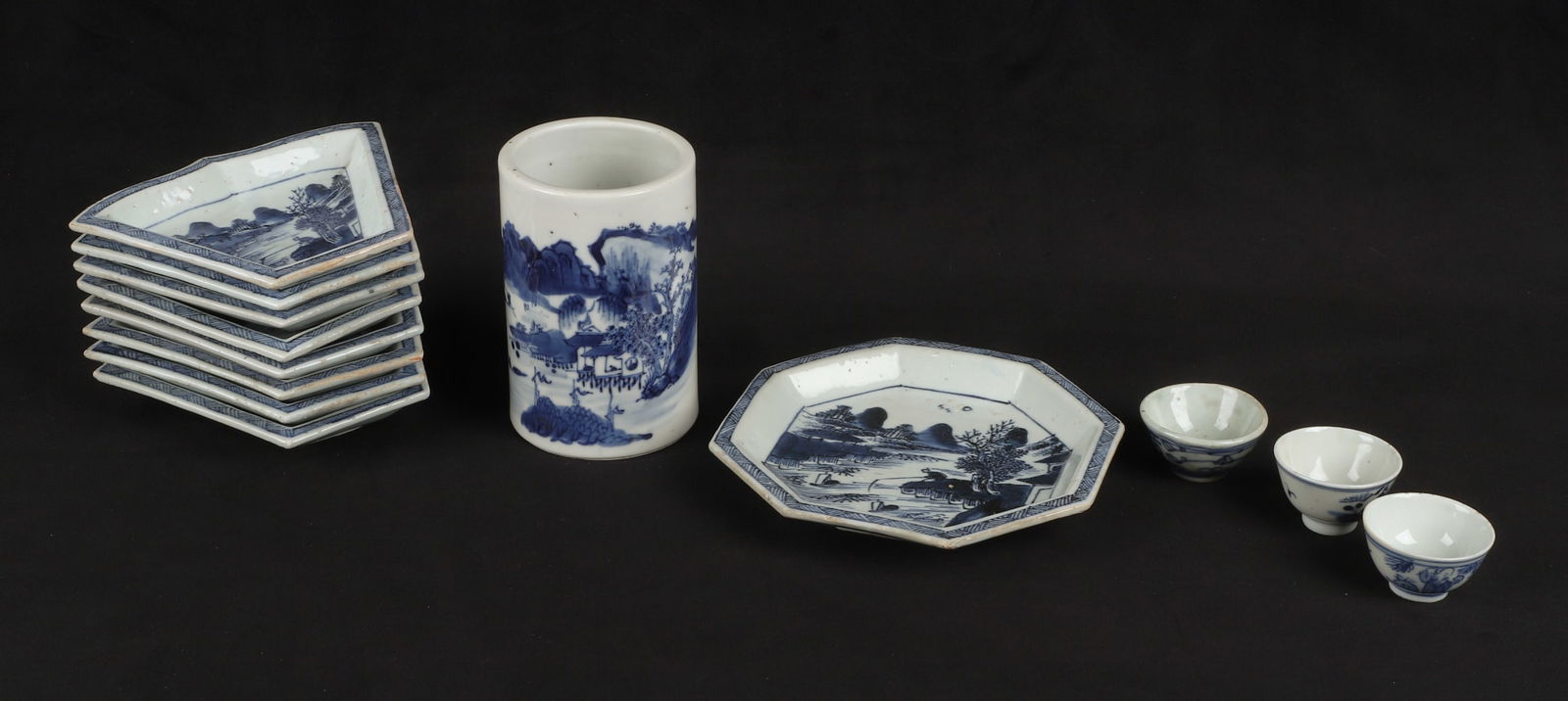 Chinese Blue and White Porcelain Vase & Dishes (1 of 13)