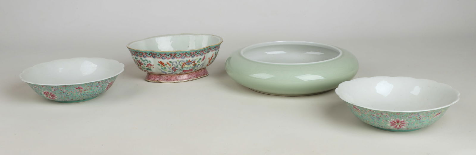 Famille Rose Bowls and Celadon Low Bowl (1 of 15)