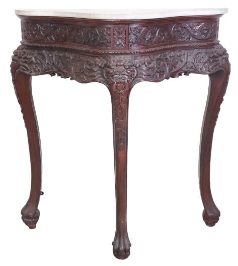 Heavily carved serpentine console (1 of 8)