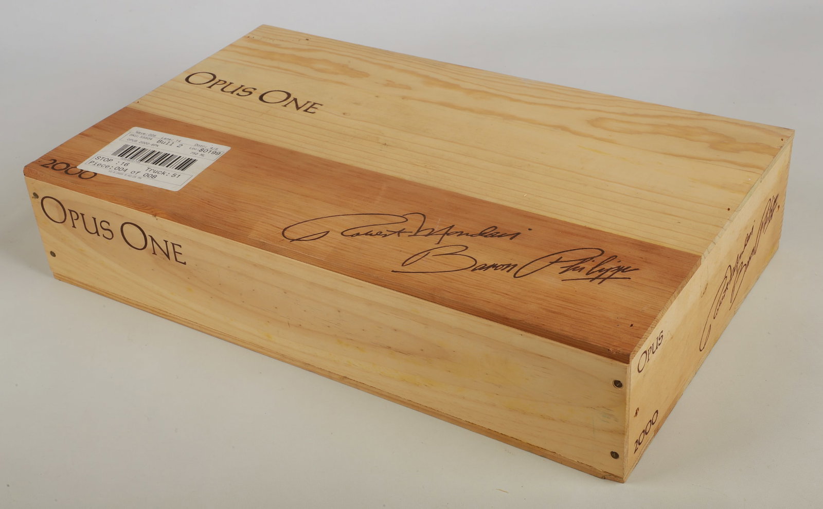 Opus One 2000 Sealed Crate: Opus One 2000 Sealed Crate, (6) bottles, 750 ML, RP 98, stored in an underground wine cellar.