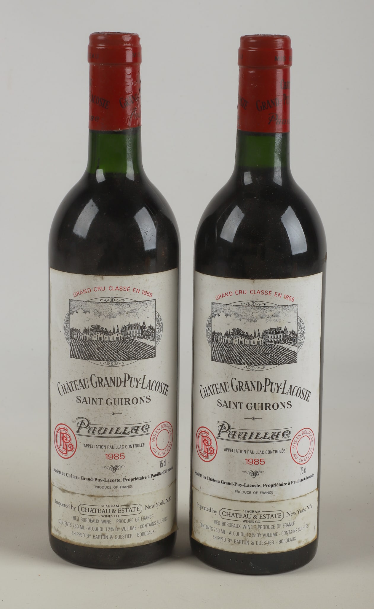 (2) 1985 Chateau Grand-Puy-Lacoste: (2) 1985 Chateau Grand-Puy-Lacoste, 750 ML, stored in an underground wine cellar.