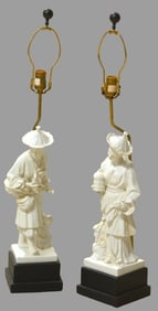 Pair Chapman Blanc De Chine figural table lamps