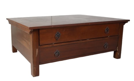 Contemporary walnut finished coffee table