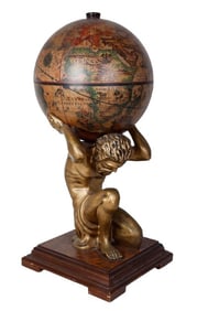 Atlas with globe bar stand