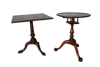 Kittinger Queen Anne style tea table,Chippendale style walnut flip top candlestand