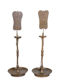Pair of Korean brass candlesticks