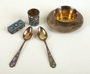 (5) Russian Silver Table Items