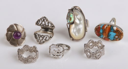 (7) Sterling Silver Rings