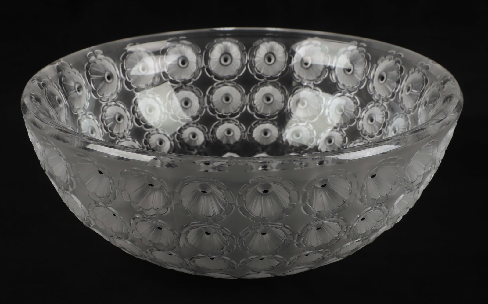 Lalique Crystal 'Nemours' Bowl: Lalique Crystal 'Nemours' Bowl , 10" dia, 4"H, no chips, cracks, or repairs, scuffs to rim, light scratches