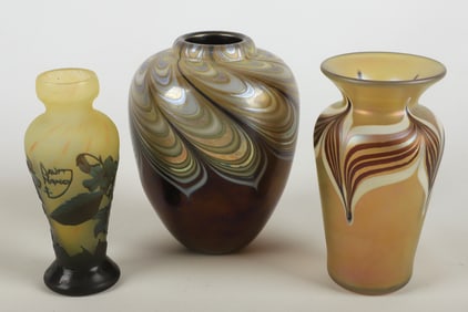 (3) Art Glass Vases