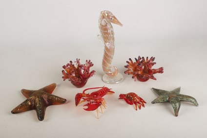 Sea-Life Art Glass Sculpture Group