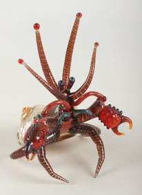 Joe Peters Art Glass Sculpture of a Crab