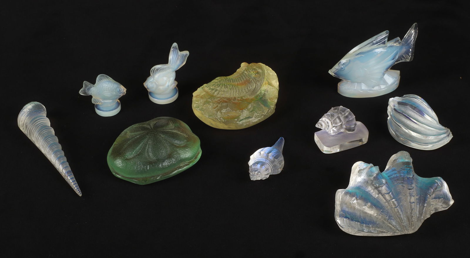 (10) Iridescent Opalescent Art Glass Sea-Theme Figures (1 of 8)