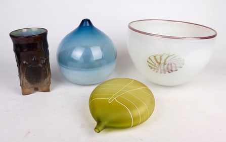 (4) Art Glass Vessels and Vases