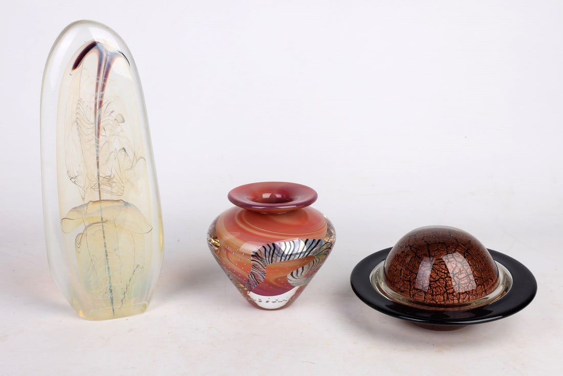 (3) Art Glass Weight, Vase and Sculpture (1 of 10)