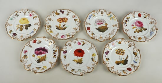 (7) Floral and Gilt Painted English Plates