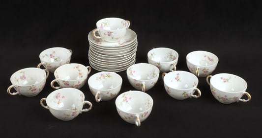 (12) Limoges Double Handled Bouillon Cups