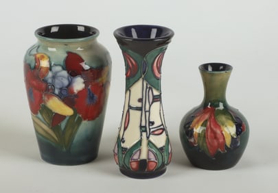 (3) Moorcroft Pottery Vases