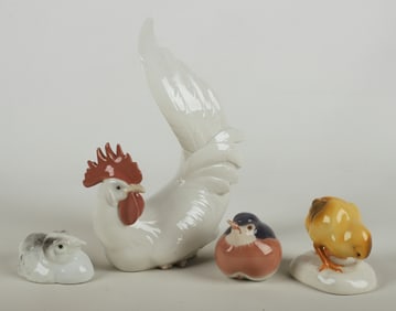 (4) Porcelain Figures of Assorted Birds