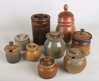 (9) Studio Pottery Covered Jars