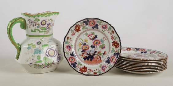 Mason's Ironstone Plates and Oversized Pitcher