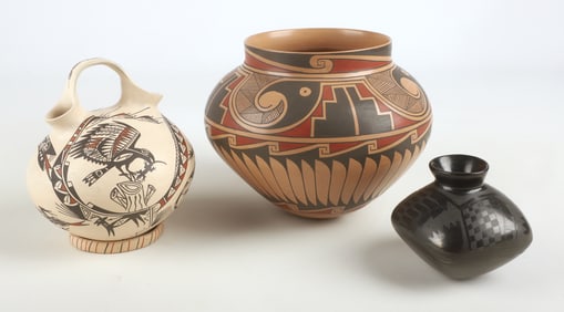 (3) Native American Pottery Vessels