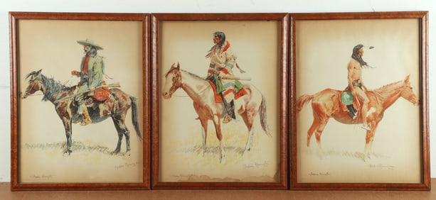 After Frederic Remington (3) Western Prints
