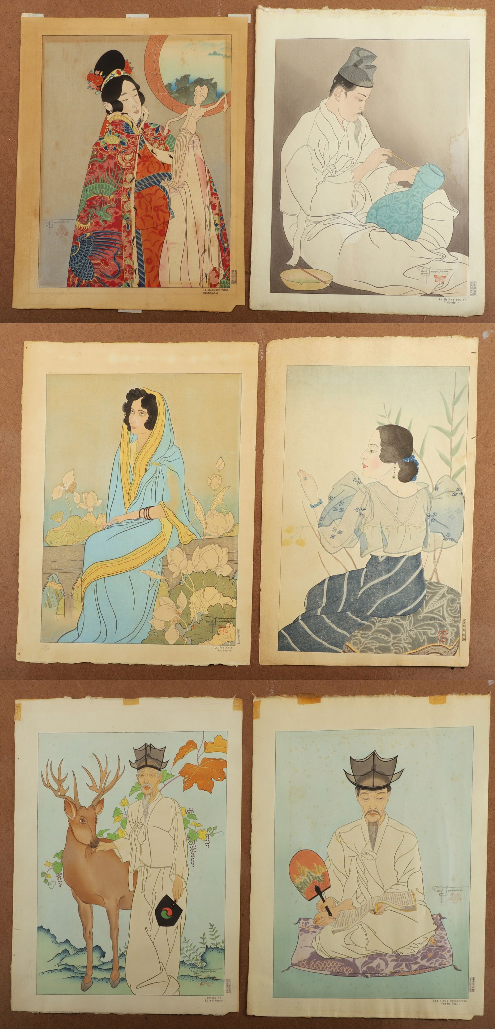 Paul Jacoulet (6) Japanese Woodblock Prints (1 of 13)