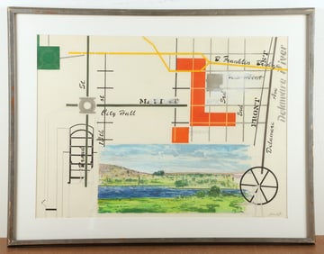 Steve Jaffe Abstract Philadelphia Map Painting