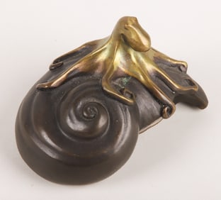 Pozycinski Studios Bronze Octopus on Shell Sculpture