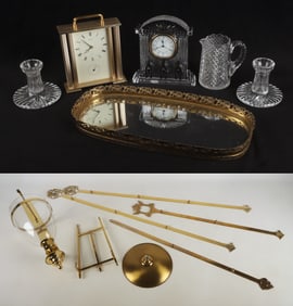 Brass Wall Sconce, Stands and Crystal Decor