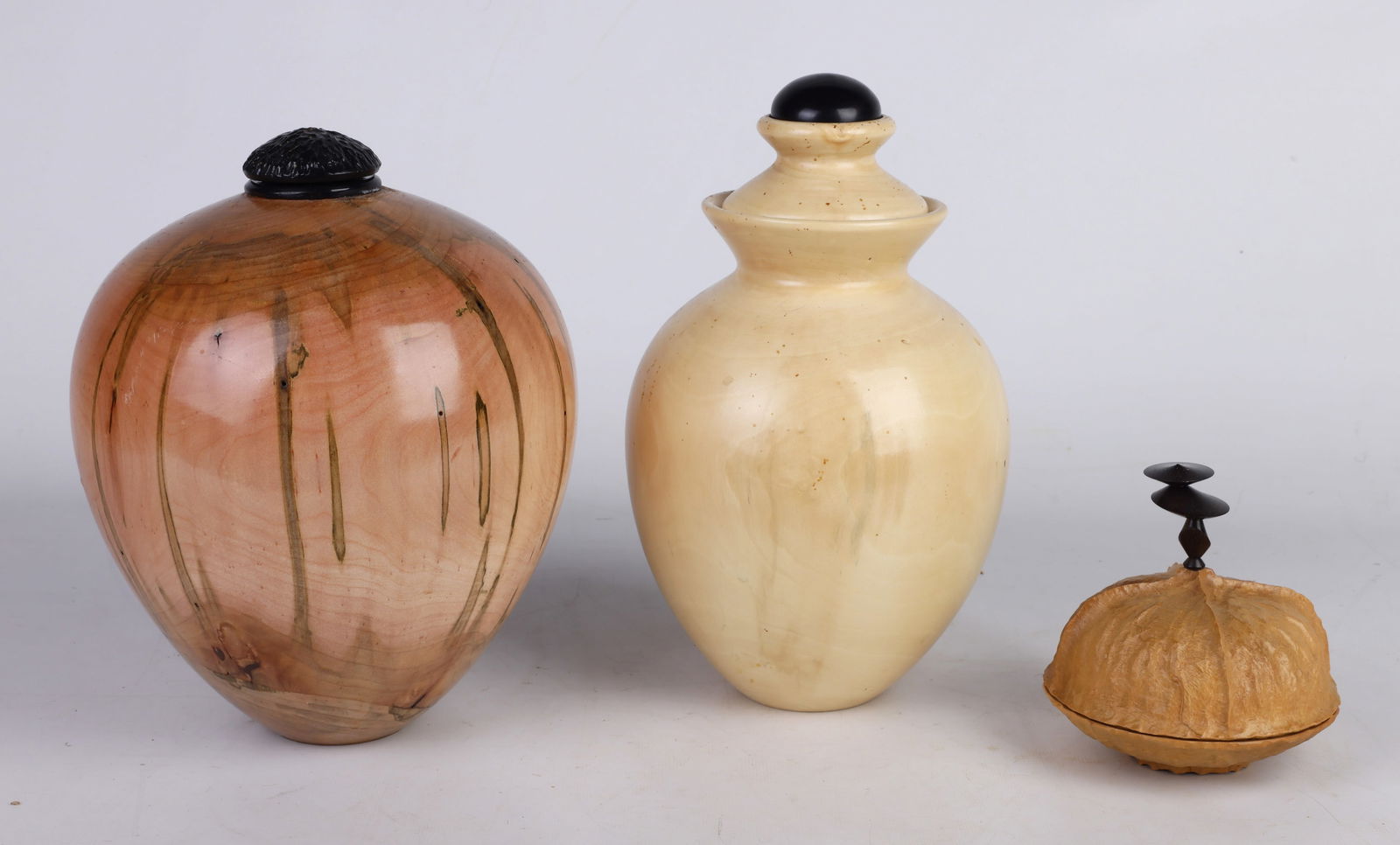 (3) Turned and Carved Wood Vessels (1 of 8)