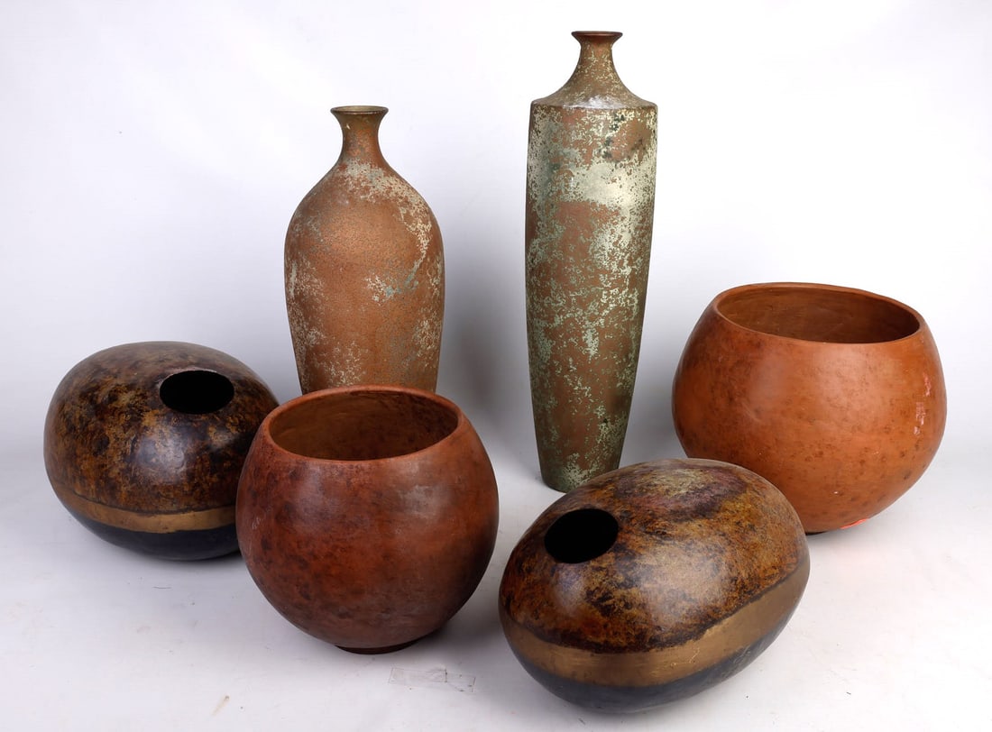 A Collection of Patinated Vases, Pottery & Metal Vessels (1 of 9)