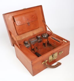 Gustave Keller Leather Traveling Vanity Case
